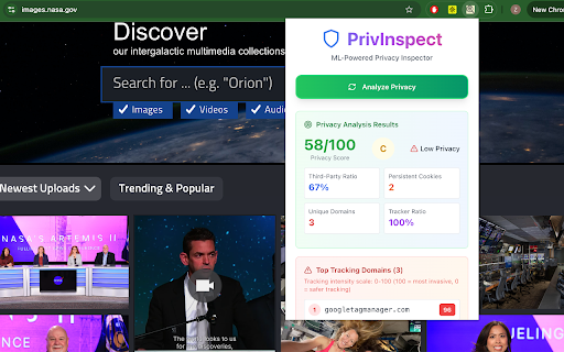 PrivInspect :: Analyzes webpages for known tracking behaviors and provides a privacy score.