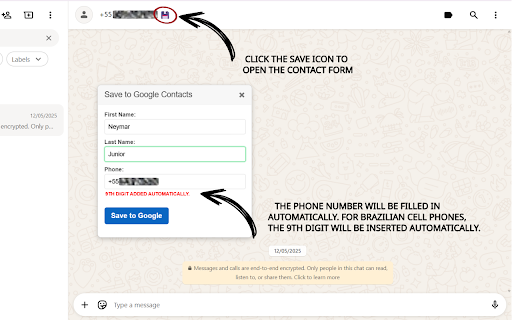WhatsApp Contacts Saver :: Salve contactos do WhatsApp Web diretamente para a sua agenda Google.