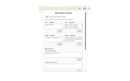 Web Element Selector Generator :: Generate XPath and CSS selectors for web elements.