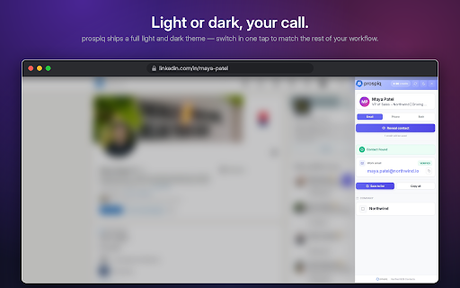 prospiq — Email & Phone Finder :: Find verified work emails and phone numbers from LinkedIn profiles, search results, and company pages.
