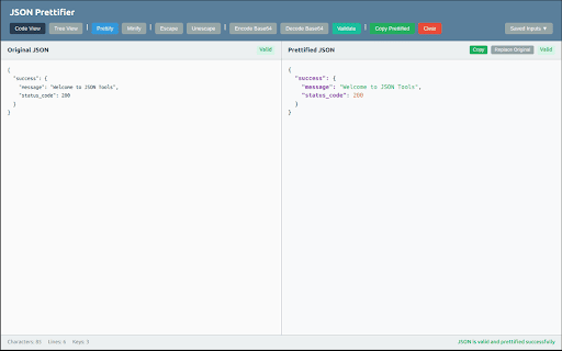 JSON Tools :: Select JSON text from any webpage and prettify it with a right-click context menu