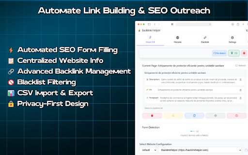 BacklinkHelper – SEO Automation for Backlink Building :: BacklinkHelper: Effortlessly manage backlinks, autofill forms, and auto-generate comments to boost your SEO performance quickly.
