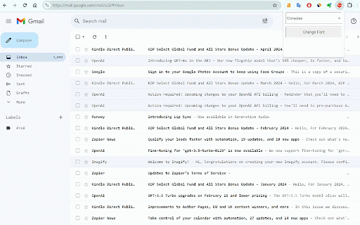 GG Mono :: Change the font and enable monochrome mode in Gmail.