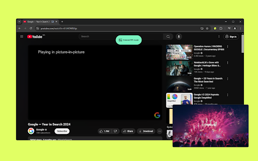 PIPX - Take Control of Picture-in-Picture, Automatically :: Never lose your video again, Automatic Picture-in-Picture (PiP) mode when you switch tabs.