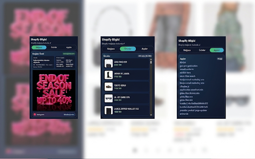 Shopify Store & App Detector :: Aktif sekmede Shopify kullanılıp kullanılmadığını, ürünleri ve app'leri gösterir.