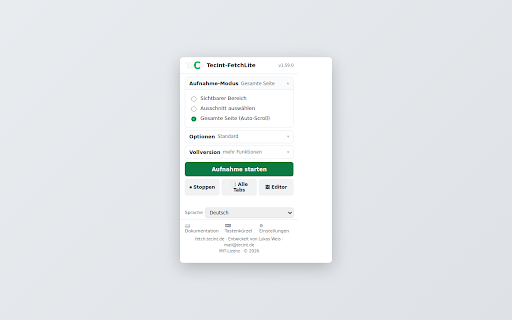 TecInt-FetchLite :: Webseiten als Bild erfassen und mit Anmerkungen versehen. Arbeitet vollständig lokal.