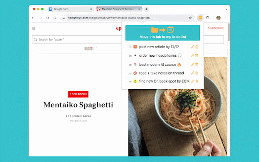 Tab To Do - Get s**t done, and a faster computer. :: Dead simple: Turn your tabs into tasks on a To Do list. Boost productivity, and speed up your computer, instantly.