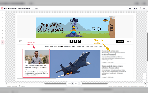 Blur & Annotate – Screenshot Editor :: A full-page image editor for uploading and editing images.