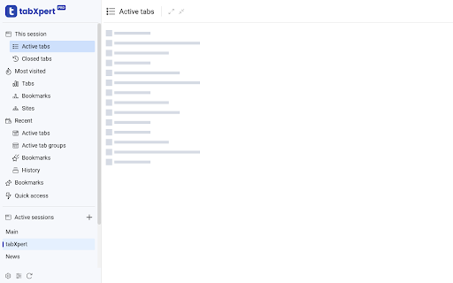 TabXpert - new tab page :: Vertical tabs, most visited and recent tabs and bookmarks.