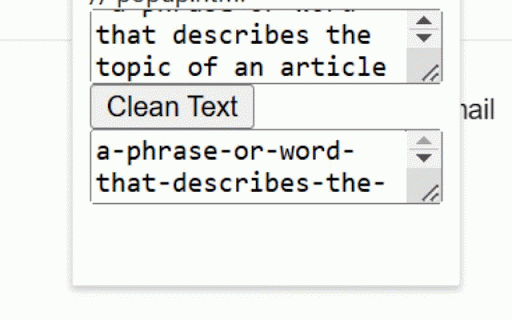 Text Cleaner :: Cleans text by removing special characters, converting to lowercase, and replacing spaces with hyphens.