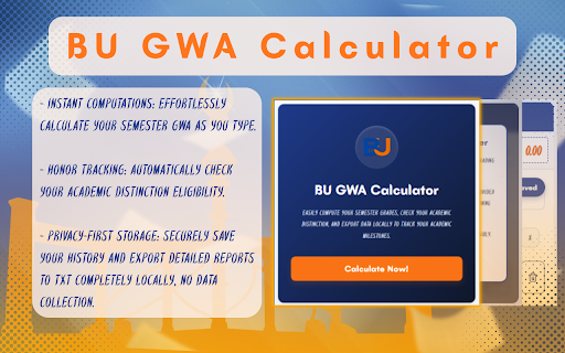 BU GWA Calculator :: Calculate, track, and save your General Weighted Average (GWA) effortlessly.