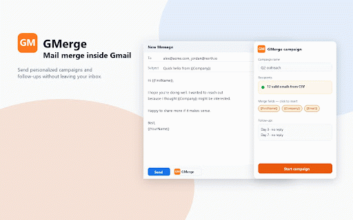 GMerge - Mail Merge for Gmail :: Send personalized mass email from Gmail with tracking. Automated follow-ups on Pro.