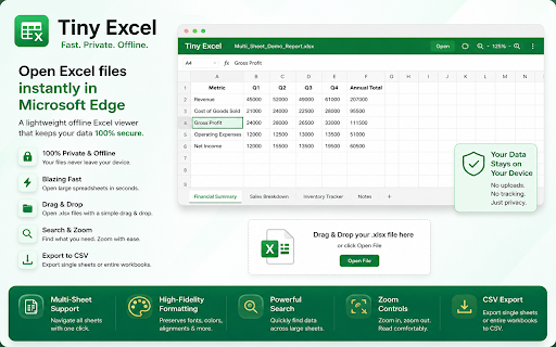 Tiny Excel :: Open and view Microsoft Excel .xlsx files locally with high fidelity.