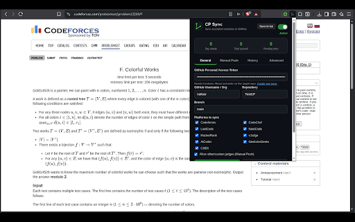 CP Sync :: Sync your Accepted submissions from online judges to GitHub automatically.