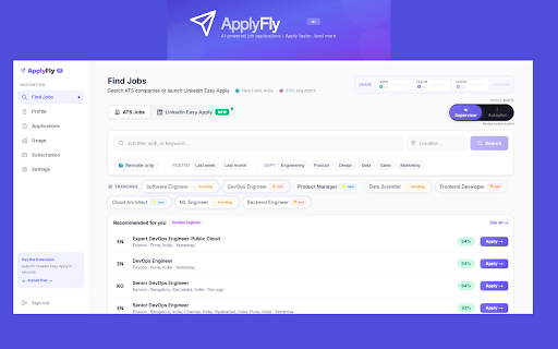 ApplyFly AI :: Auto-fill job applications with AI and your profile.