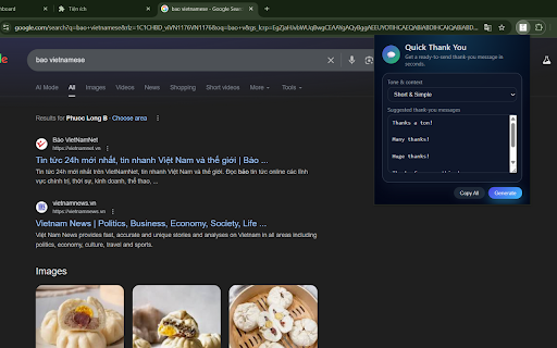 Quick Thank You Generator :: Generate short, modern thank-you messages for chats, emails, and social posts in one click.