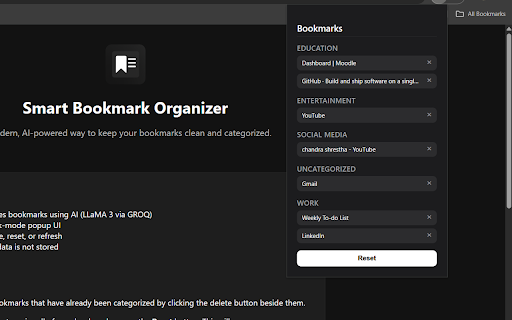 Smart Bookmark Organizer :: Automatically categorize your bookmarks by keywords.