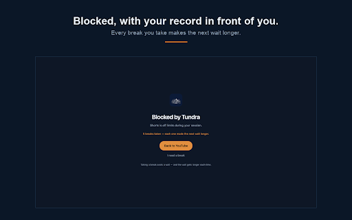 Tundra — Block sites behind friction :: Block any site behind friction strong enough to actually work. Private, local, no account.