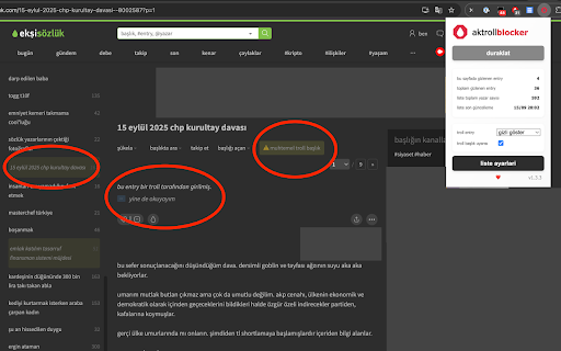 aktroll blocker :: aktroll entry'lerini otomatik olarak gizler