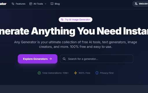 AnyGenerator Plugin :: List all official website tools for AnyGenerator