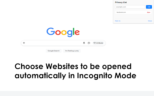 Automatic Incognito :: Automatically opens sensitive sites in Incognito mode.