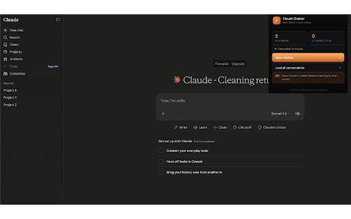 Claude Cleaner :: Bulk delete Claude conversations with progress tracking.