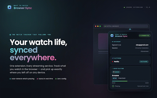 What to Watch Sync :: Connects supported streaming sites to your What to Watch account.