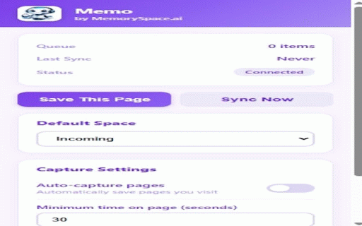 Memo - Web Capture by MemorySpace :: Memo saves web pages, screenshots, and highlights to your AI memory. Never lose what you find online.