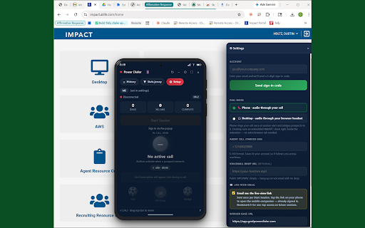 Goal Power Dialer :: Autopilot dialer for Impact CRM agents. WebRTC audio, voicemail detection, auto-disposition, local-presence caller-ID.