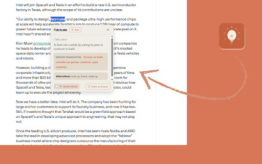 FindMeaning - Just Hover for Vocabulary and translate :: Select or hover over any word to see its meaning. Includes Writer Mode for etymology and historical usage.