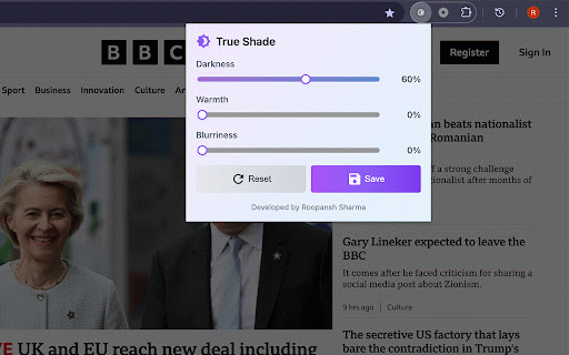 Tab Brightness & Warmth Adjuster :: Adjust the brightness and warmth of web pages with ease.
