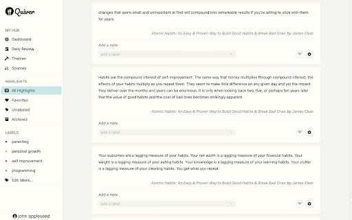 Quiver :: Effortlessly sync your highlights with Quiver. Elevate your reading experience by capturing and organizing key insights.
