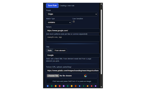 Tab Editor :: Rename tab titles and set custom favicons by URL rules. Element Picker, regex, multi-rule support for fast, organized browsing.