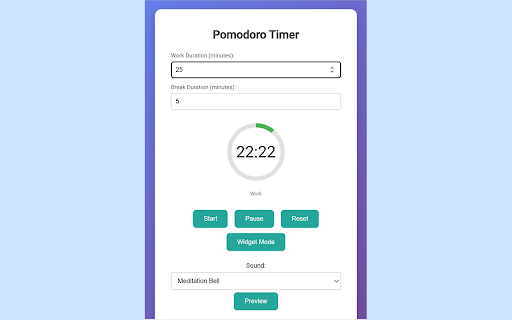 Pomodoro Timer :: Pomodoro Timer Chrome extension auto-cycling work/break sessions, custom durations, soothing sounds, visual progress & widget mode.