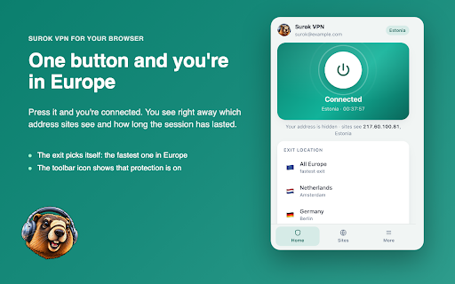 Surok VPN :: VPN для браузера: одна кнопка, 9 стран, российские сайты напрямую. 7 дней бесплатно без регистрации.