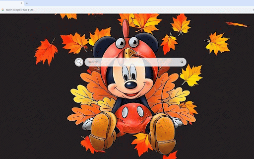 Mickey Mouse Thanksgiving Live Wallpaper :: Mickey Mouse in turkey costume surrounded by colorful autumn leaves on dark background.