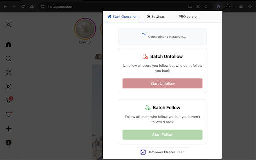 Unfollower Cleaner :: Automatically unfollow users who don't follow you back on IG. Clean up your following list with batch operations.
