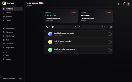SnipTask :: Controle financeiro para freelancers