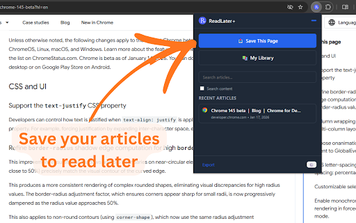 ReadLater :: Save pages for offline reading with a clean, distraction-free reader.