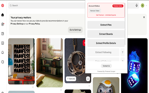 Pin Export - Pinterest Downloader :: Easily export Pinterest pins, boards & profiles to CSV, Excel or JSON. One-click bulk downloads.