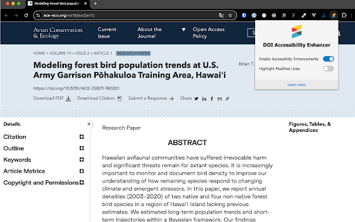 Crossref DOI Accessibility Enhancer :: Enhances Crossref DOI links for better accessibility with screen readers.