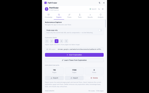 Pathfinder - Automated UI Test Crawler :: Autonomously explore your web app to map UI flows and test coverage. Find untested paths and broken links automatically.