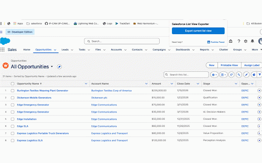 Salesforce List View Exporter :: Export the currently open Salesforce list view to CSV in one click.