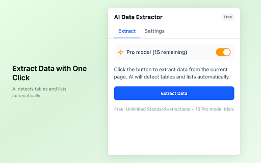 AI Data Extractor - Structured Data Extraction :: Extract structured data from any webpage with AI-powered field detection. Export to CSV/JSON in one click.