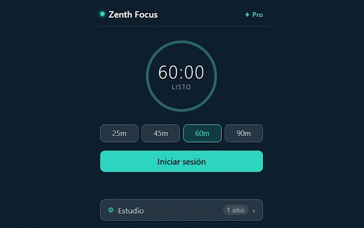Zenth Focus :: Minimal focus sessions. Block distractions, get things done.