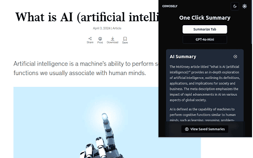 Concisely - One click summarize any webpage/PDF :: One click summarize any webpage or PDF with AI.