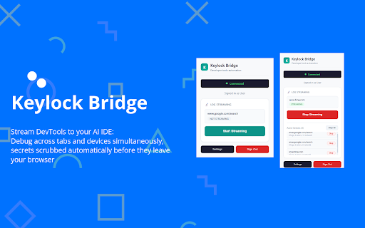 Keylock Bridge :: Developer tools automation - stream console logs, network requests, and screenshots to your AI IDE.