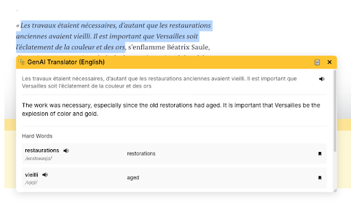 GenAI Translator :: Translate selected text using Google Gemini API