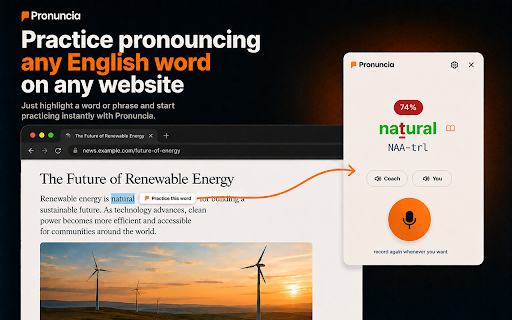 Pronuncia :: Practice the pronunciation of selected English text with Pronuncia.