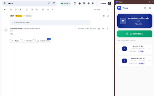 Trace - PostHog User Activity Viewer :: View PostHog user activity and session recordings in Gmail. See subscription status, OS, event timelines, and replay sessions.